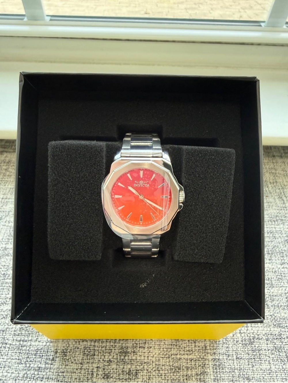 Invicta Women’s Silver Stainless Steel Watch with Red Dial